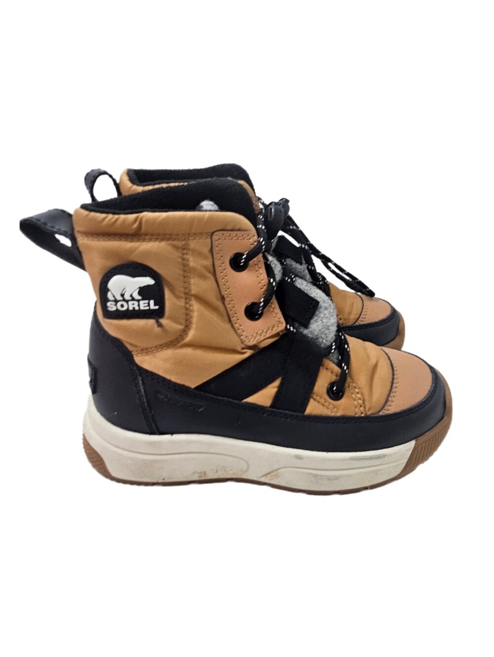 Sorel Kids Whitney II Short Lace Waterproof Winter Boots Brown Black Sz 1 NWOB